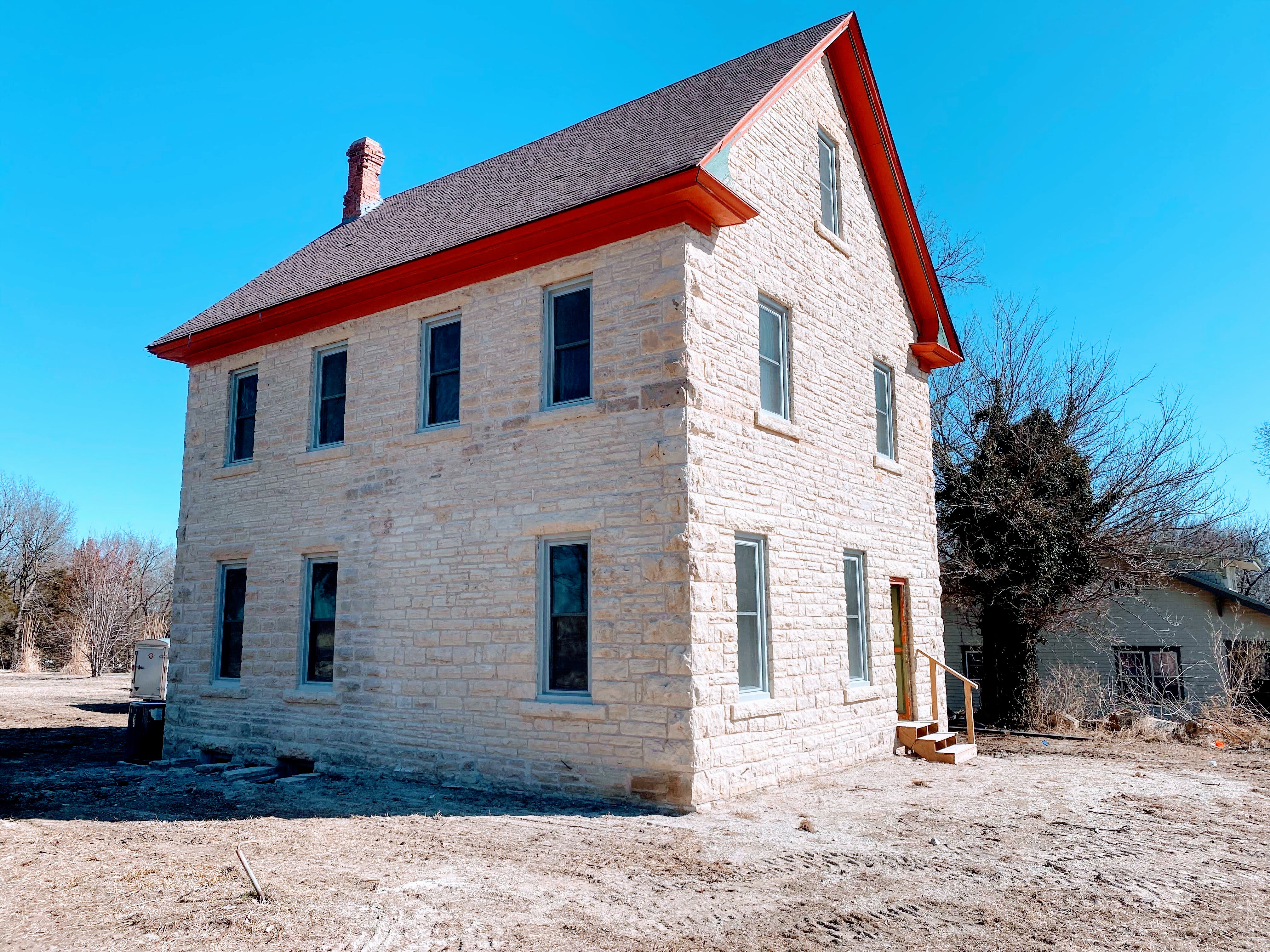 Cleaned brick masonry on a building exterior